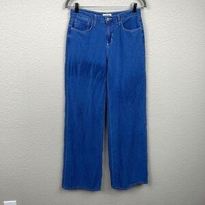 New L’Agence Alicent High Rise Wide Leg Jeans Lightweight Heron Blue FLAW Sz 25
